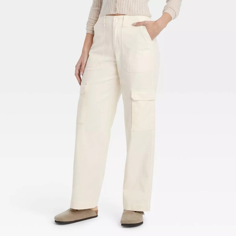 Universal Thread Cream Wide-Leg Utility Cargo Pants